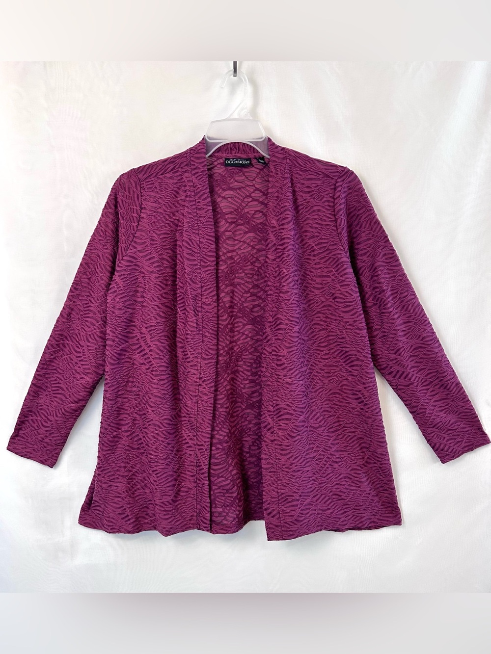New Susan Graver Occasions Purple Textured Cardigan Jacket / Medium